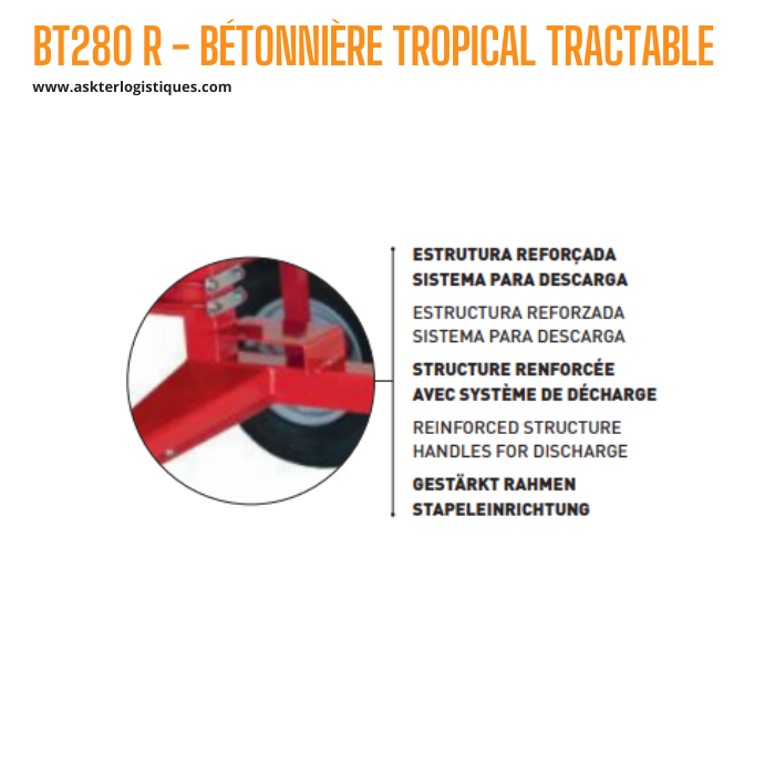 BT280 R - BÉTONNIÈRE TROPICAL TRACTABLE