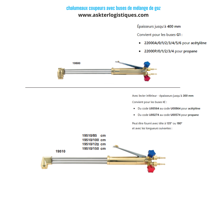 chalumeaux coupeurs avec buses de mélange de gaz