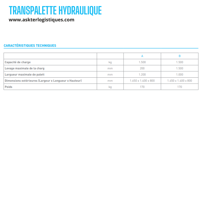 TRANSPALETTE HYDRAULIQUE