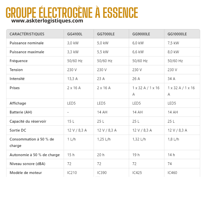 GÉNÉRATEURS À ESSENCE