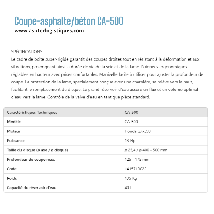 Coupe-asphalte/béton CA-500