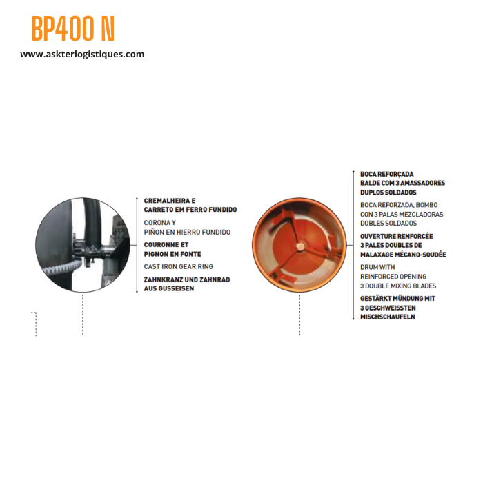 BP400 N - BÉTONNIÈRE PROFESSIONNEL