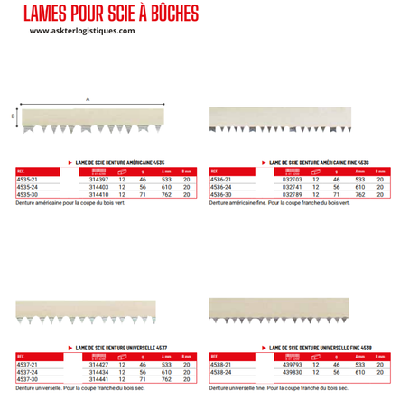 LAMES POUR SCIE À BÛCHES