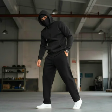Ensemble Capuche Ninja + Baggy - Noir