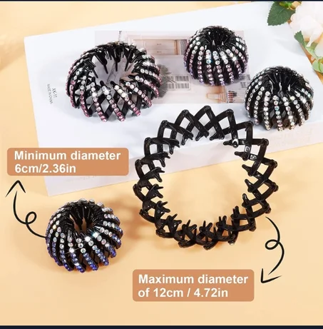 Hair Clamp Black Plastic Jeweled