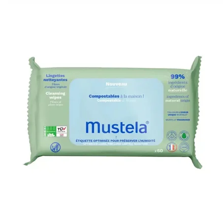 Mustela Lingettes Nettoyantes Compostables Parfumées 60 Lingettes