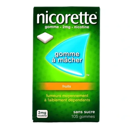 Nicorette Fruits Gomme à mâcher 2mg sans sucre 105gomme