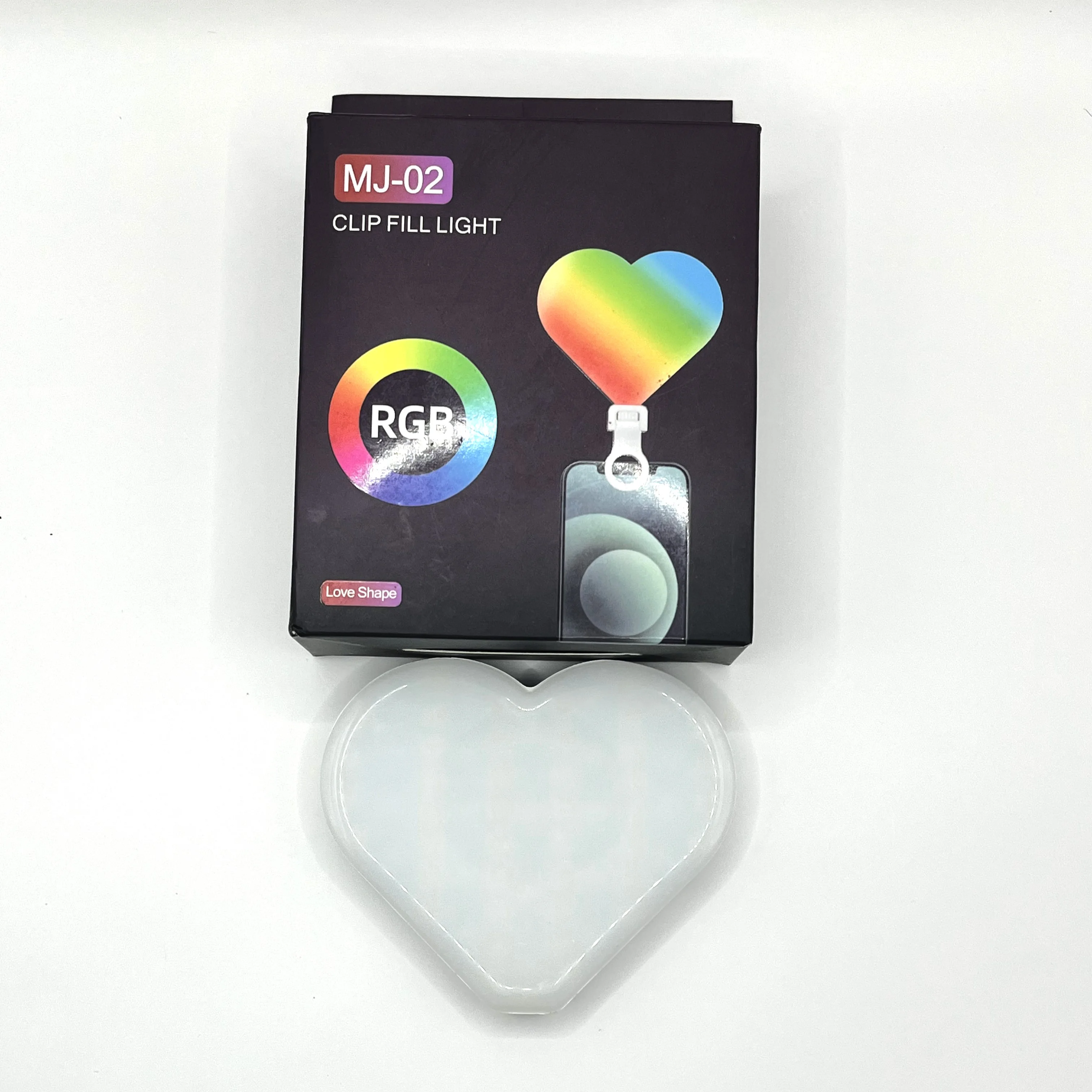 مصباح MJ-02 Clip Fill Light (Love Shape) — إضاءة القلب اللطيفة لسيلفي مثالي وفيديوهات متألقة
