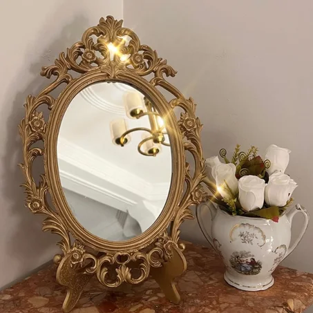 Miroirs de luxe style européen 44*26cm  avec support😍 🔥