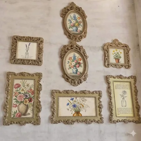 Ensamble cadre photos vintage 7 pieces ++