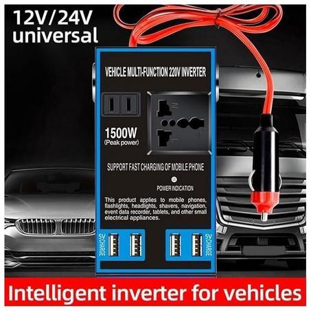 Convertisseur Onduleur de Voiture 1500W – 12/24V DC vers 220V AC