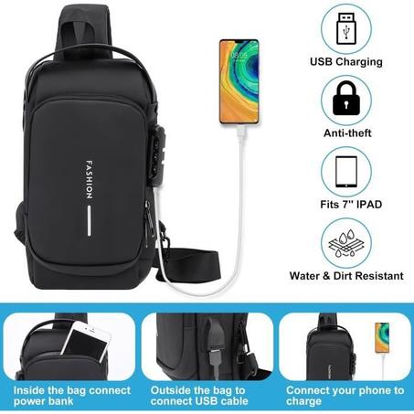 Sac Bandoulière Antivol Multifonction – Grande Capacité & Port USB