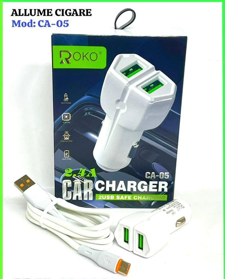 Chargeur Allume-Cigare ROKO CA-05 – 2 USB, 2.4A