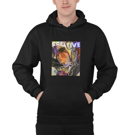 Creative Broken Glass Hoodie Noir - AD141