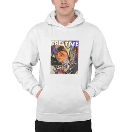 Creative Broken Glass Hoodie Blanc - AD141