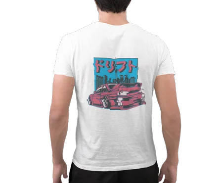 Tokyo Drift Glitch Tshirt Blanc - AD134