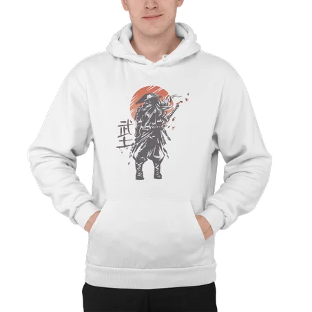 The Lone Samurai Hoodie Blanc - AD107