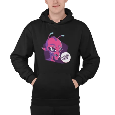 Friggin Humans Alien Hoodie Noir - AD117