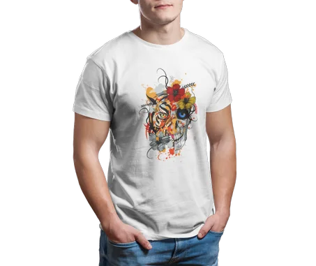 Tiger Rose Tshirt Blanc - AD111