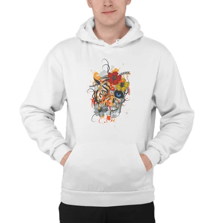 Tiger Rose Hoodie Blanc - AD111