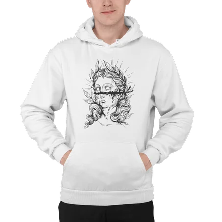 The Crying Statue Hoodie Blanc - AD125