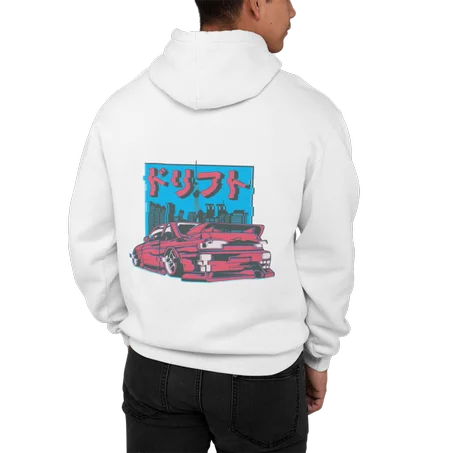 Tokyo Drift Glitch Hoodie Blanc - AD134