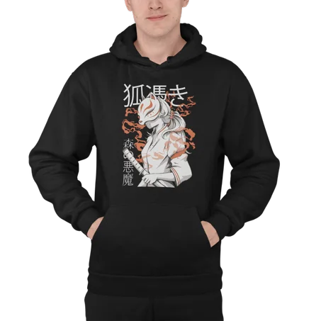 Fox Fire Warrior Hoodie Noir - AD139