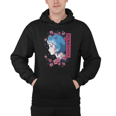 The Cherry Blossom Girl Hoodie Noir - AD133