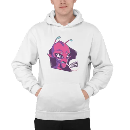 Friggin Humans Alien Hoodie Blanc - AD117