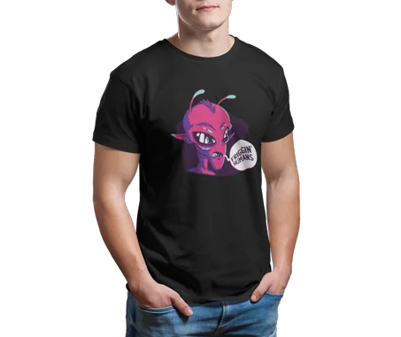 Friggin Humans Alien Tshirt Noir - AD117
