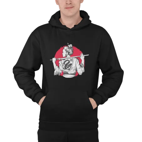 Edo Girl Hoodie Noir - AD108