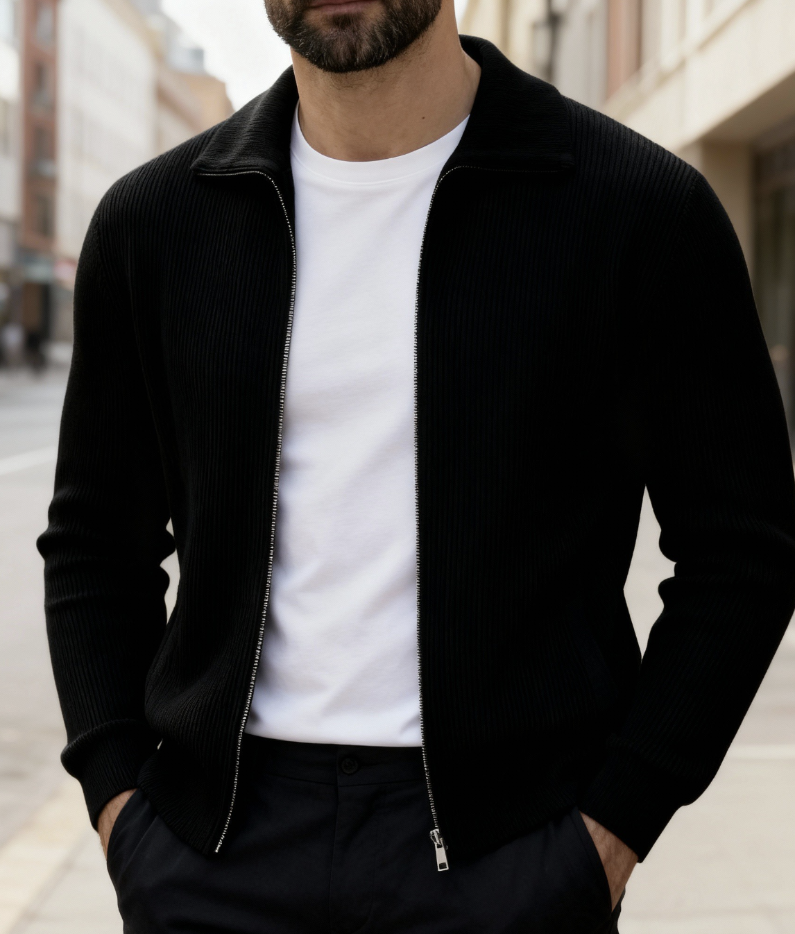 Cardigan zippé premium