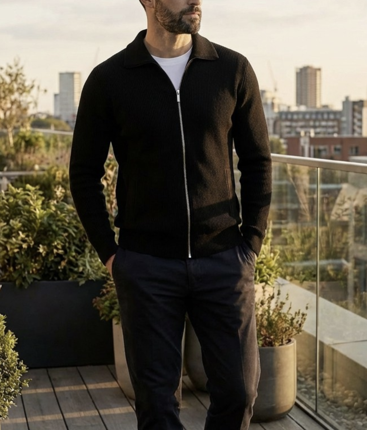 Cardigan zippé premium