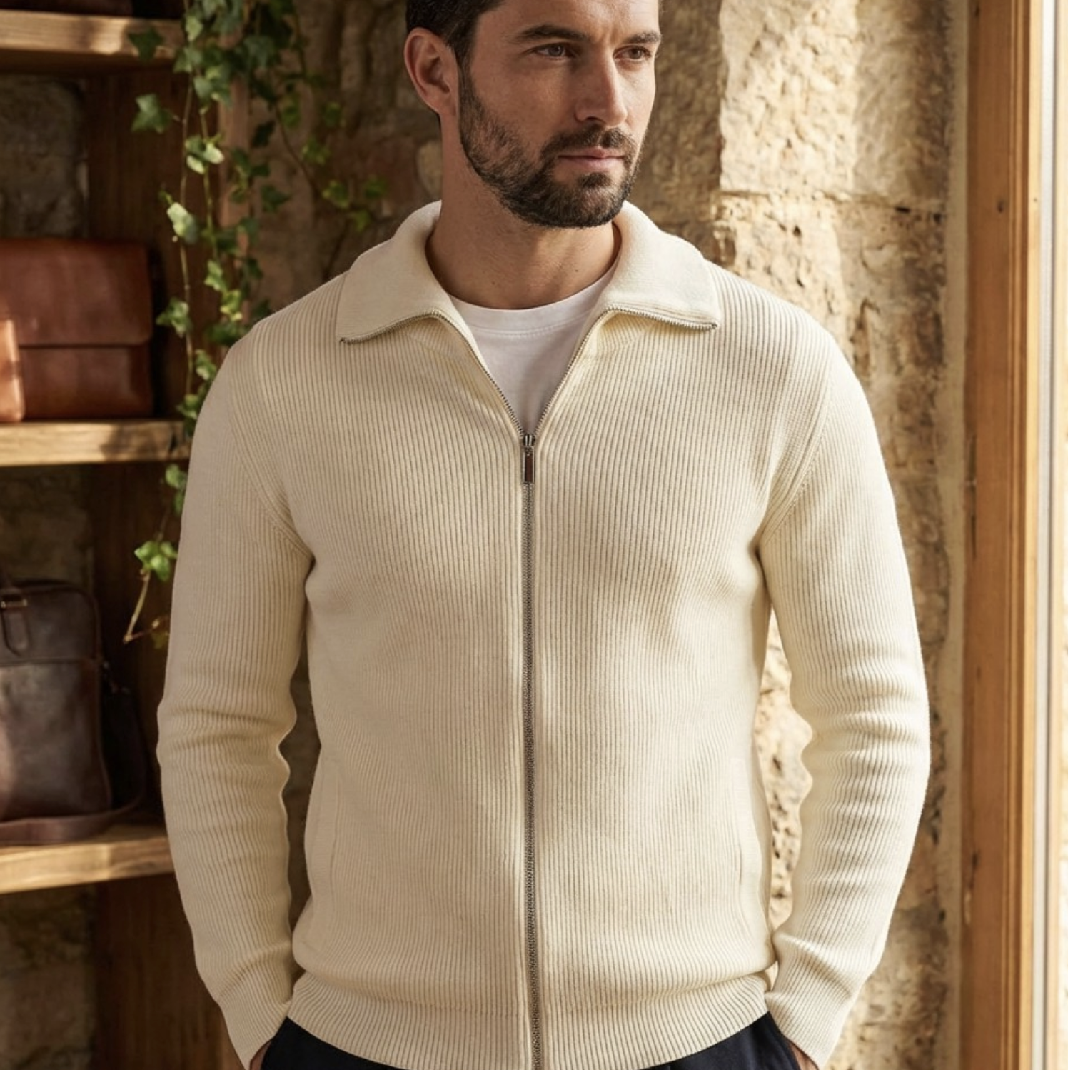 Cardigan zippé premium