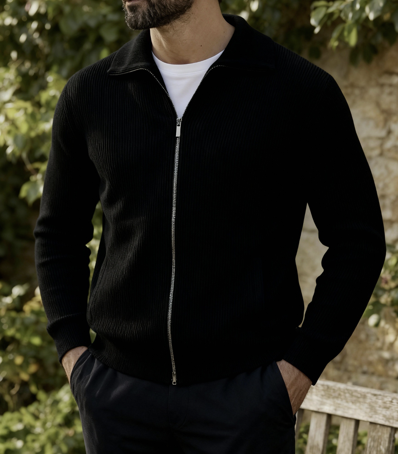 Cardigan zippé premium