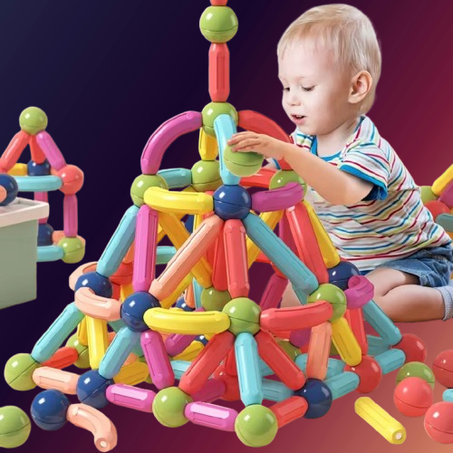 كتل بناء تعليمية مغناطيسية ثلاثي الأبعاد.