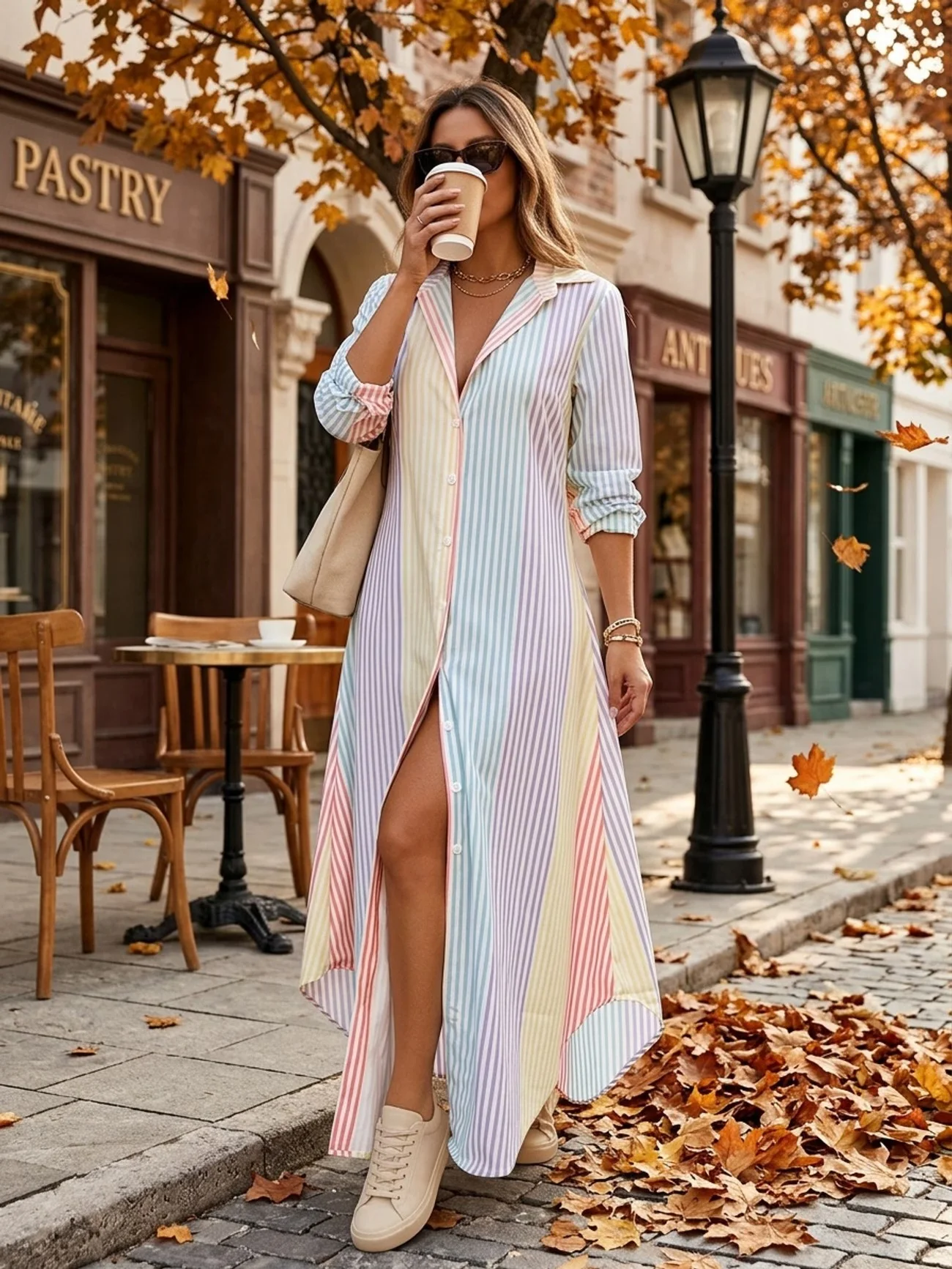 Robe chemise rayée à blocs de couleurs