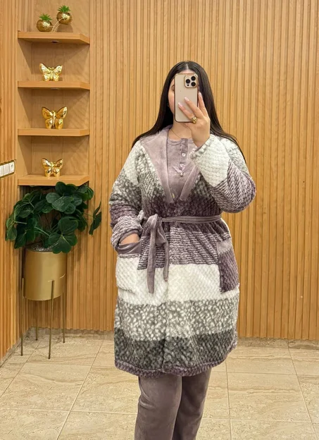 ✨جديد طقم بيجامة  3 قطع توب مبرة كانيش مضوبل 💠 البنوار بالقب✨ 💯