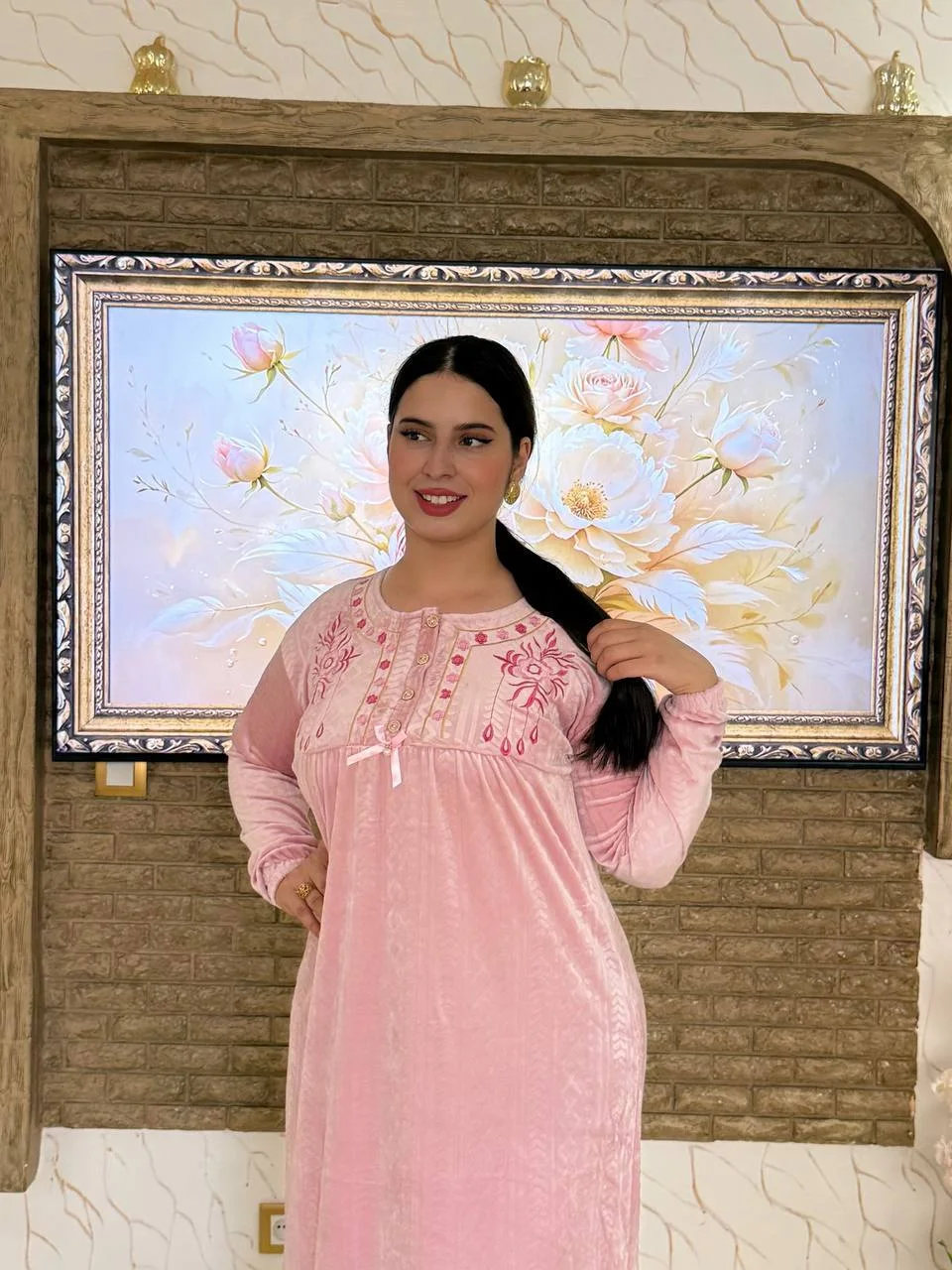 ✨بيجامة أنيقة مطروزة مبرة برناوت محفرة موديل راقي💓✨