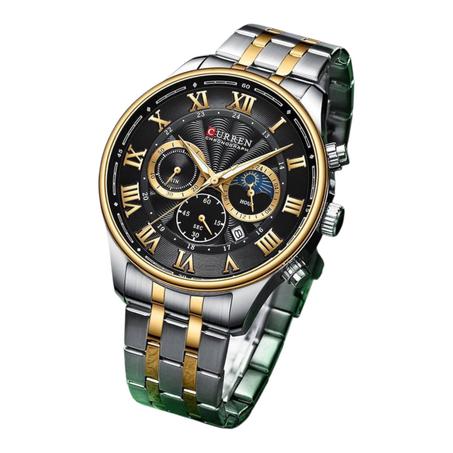 ساعة CURREN المعدنية الفاخرة – مزيج الفضي والذهبي مع أرقام عربية