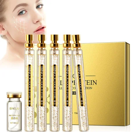 Collagen strands and golden protein serum