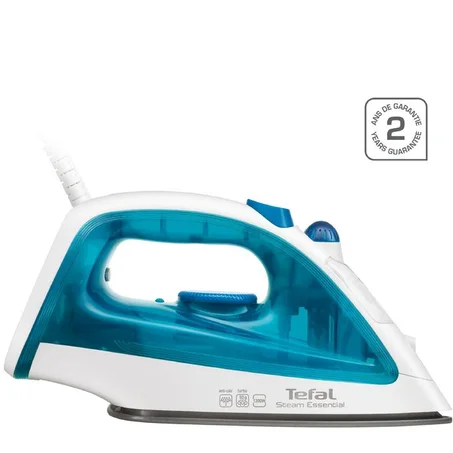 Tefal Fer Vapeur Essential FV1026L0 – 1200W, Anti-calc, Semelle Non-Stick, Bleu