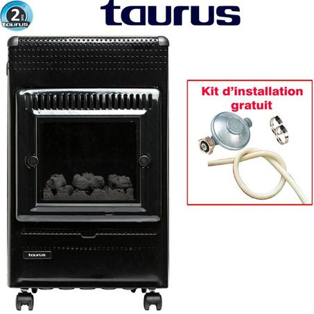 Taurus Chauffage à gaz FARO Imitation du bois +Kit d'installation gratuit - 2 ans de garantie