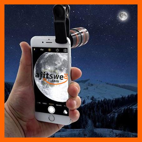 زووم بصري للهاتف المحمول تليفوتوغرافي عدسة الكاميرا مع مشبك - أسود