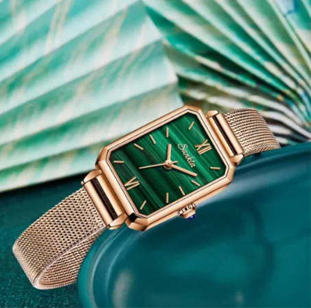 Women Watches top brand luxury fashion rectangular small green watch ladies ultra-thin waterproof