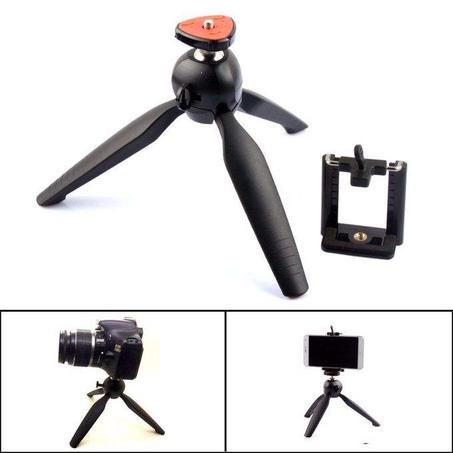 حامل ثلاثي للهاتف و الكاميرا و GoPro - دوران 360 درجة - أسود