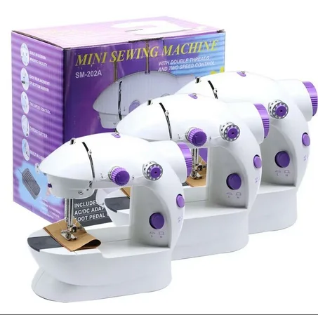 ماكينة خياطة كهربائية صغيرة محمولة 202 مع دواسة قدم (المملكة المتحدة 2 دبوس التوصيل)
