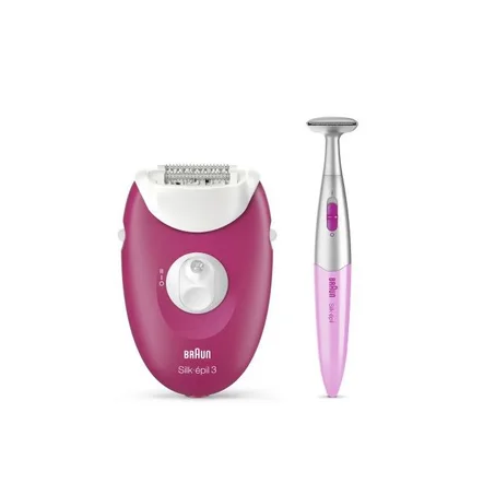 Braun Épilateur Silk-Épil 3 SE3-420 + 2 Accessoires - Rose Framboise/Blanc