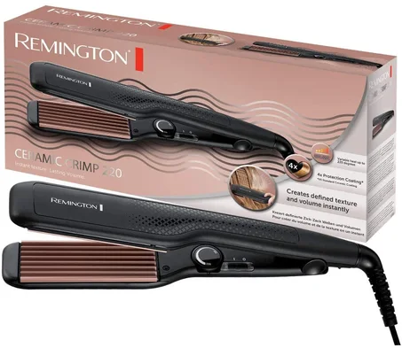 Remington Fer à Lisser, Lisseur, Céramique, Tourmaline, Antistatique, Ionique, Glisse Facile - S3580 Ceramic Crimp