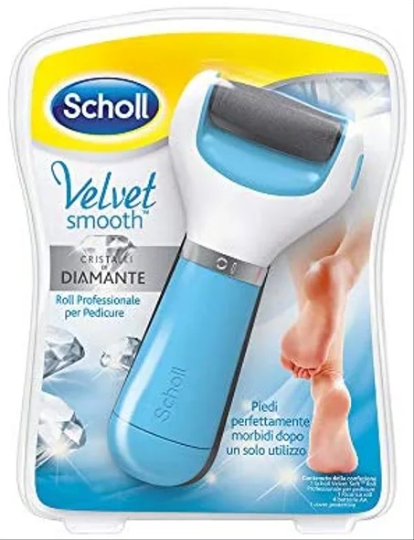 Scholl Velvet Smooth Roll Pédicure électrique professionnelle pour peau sèche, avec cristaux de Diamant
